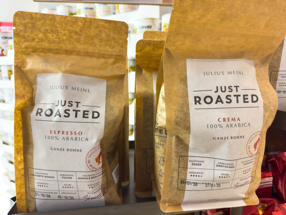 Lebensmitteletikett auf Kaffee von Julius Meinl